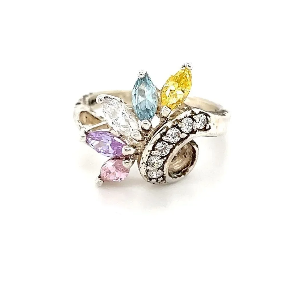 5-Marquis‎ Cut Gems Sterling Silver 925 Ring